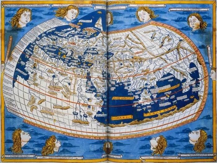 Batlamyus'un Dünya haritasının 15. yüzyıl çizimi
